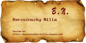 Bercsinszky Nilla névjegykártya
